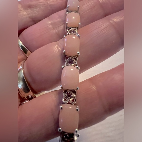 Chuck Clemency STS Pink Opal Gold n Sterling Silver Peruvian Bracelet - Picture 10 of 14